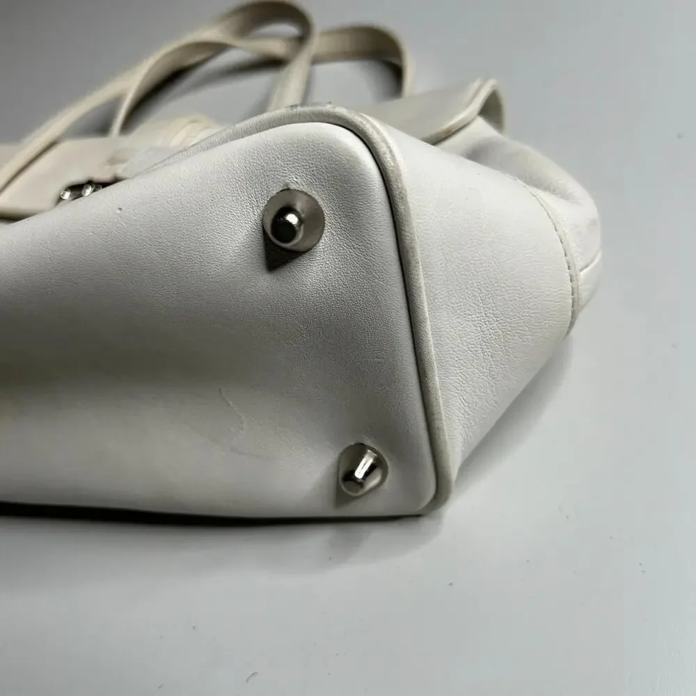 Vintage‎ Coach Hampton White Leather Satchel Purse #9267 – Structured Top Handle